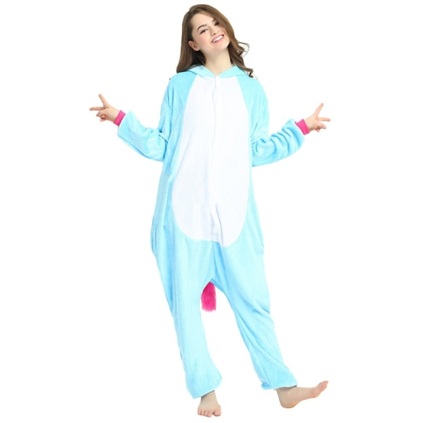 Unisex vuxen Onesie pyjamas plysch en bit blue XL
