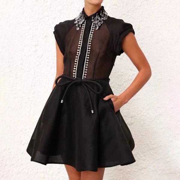 Zim Style Matchmaker Flip Linned-Blanding Mini Kjole Damekjole Black L
