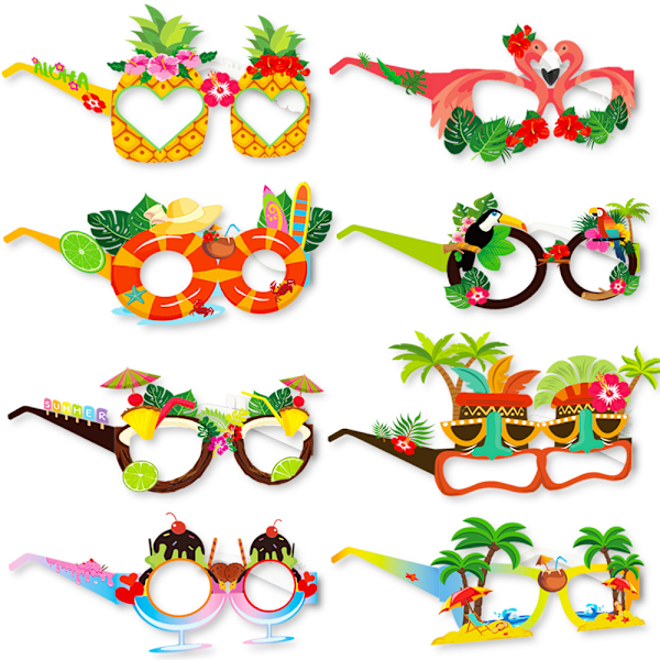 8 kpl Kesälasit Havaiji Valokuva Rekvisiitta Rantajuhla Lasit 8PCS