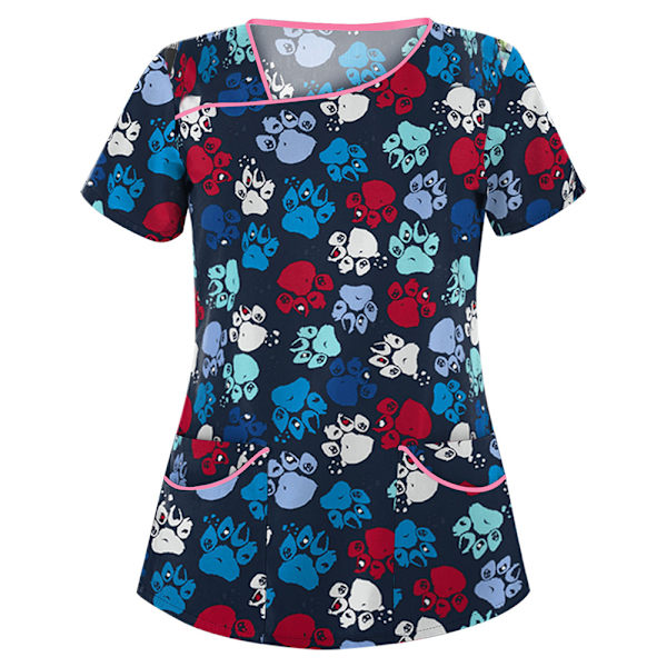 Dame Tegneserie Trykt Medisinsk Uniform Sykepleier Skrubb T-skjorter Topper Bluse Tee #10 M