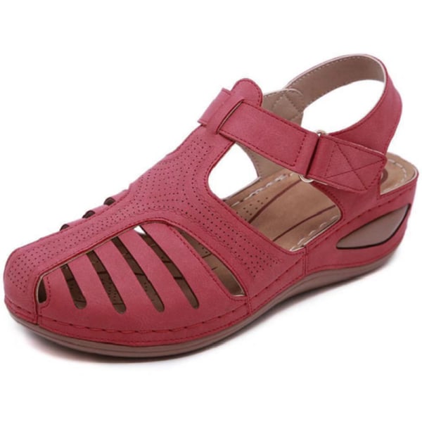 Kvinna sommar läder vintage sandaler retro skor Red 42 b7ba | Red | 42 |  Fyndiq
