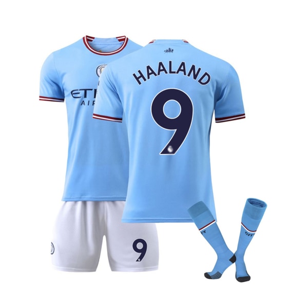 Manchester City hemmafotbollsdräkt nr 17 De Bruyne nr 9 Haaland Sportswear Skjorta Shorts Strumpor Outfits #9 20