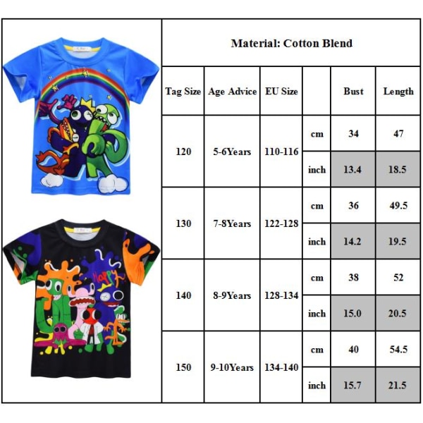 3D Rainbow friends Summer Kids kortärmad grafisk T-shirt D 140cm