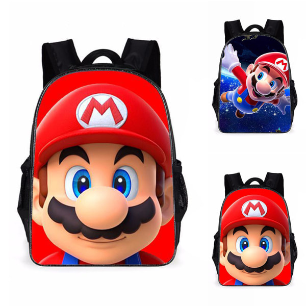 Ny Super Mario Bros Ryggsäck för Pojkar - Barnens tecknade skolväskor B