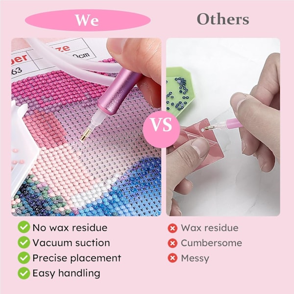 DIY Hantverk Vakuum Diamantmålningspennor Kit för Diamantkonst Tillbehör Verktyg Purple