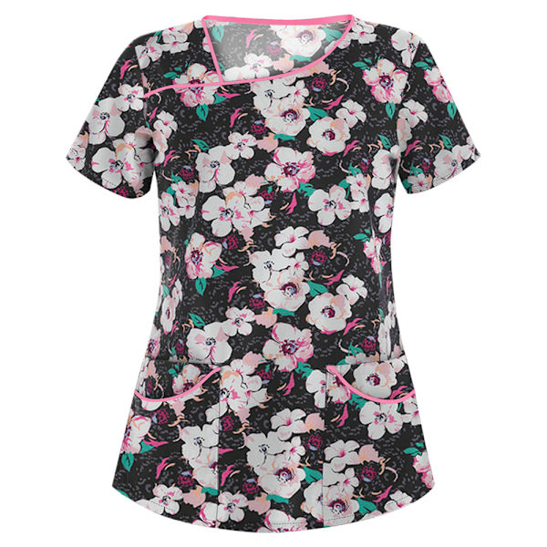 Dame Tegneserie Printet Medicinsk Uniform Sygepleje Scrub T-shirts Toppe Bluse Tee #13 L