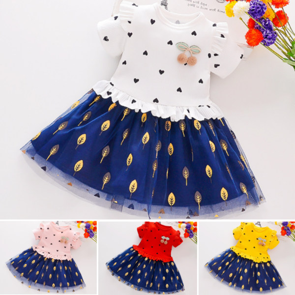 Barn Toddler Flickor Kortärmad Swing Tutu-klänning Sommarfest Födelsedagssolklänning 1-9 år Pink 3XL