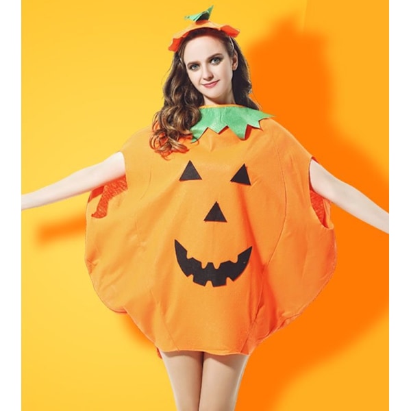 Söt barn pumpa kostym för pojkar flickor vuxen med hatt för maskeradfest cosplay Kids Pumpkin Coat+ Pumpkin Bag