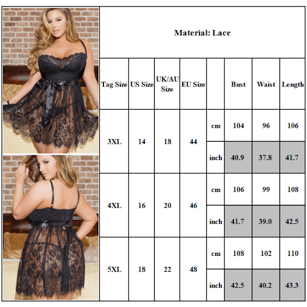 Underkläder för Kvinnor Babydoll Nattkläder Boudoir Outfits 1 PC 4XL