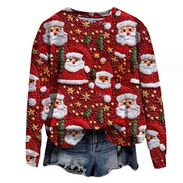 Jul-tröja för damer, mode-present, rund hals, långärmad #5 M
