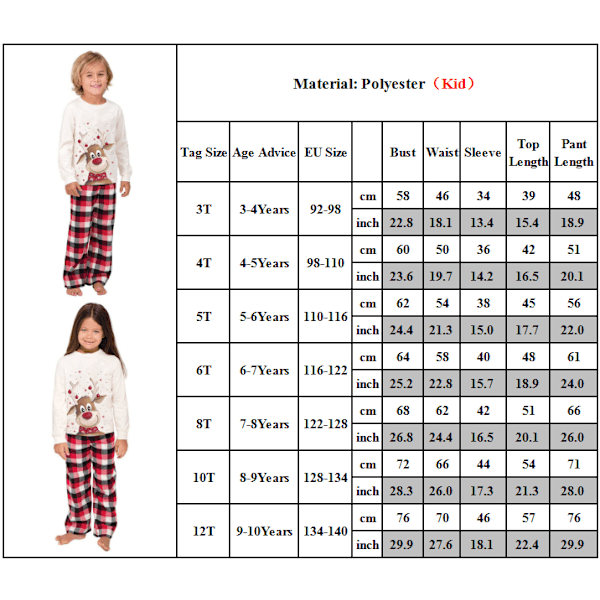 Familjematchande Julpyjamas Set, Semesterpyjamas Sovkläder Loungewear för Män/Kvinnor/Barn Kids 12T