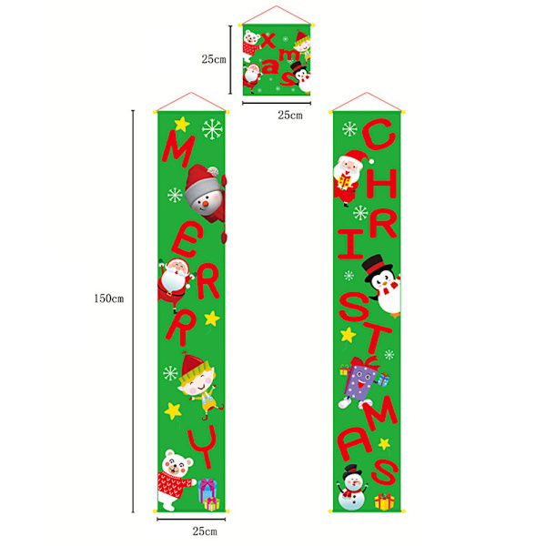 Glad Jul-banderoll Hängande Dekoration Jul Hem Dörr Vägg Veranda Skylt Dekorationer Green