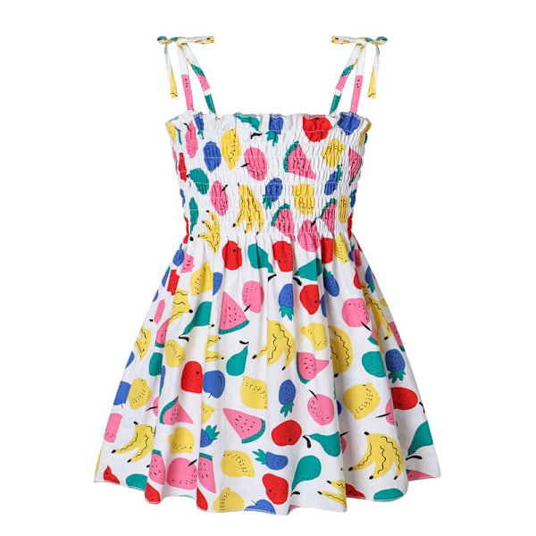 Småbarn Barn Baby Flickor Sommarklänningar Ärmlös Spaghettiband Elastisk Prinsess Solklänning Födelsedag Sommar Butikskläder C 100cm