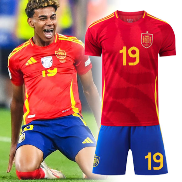 Fotbollströja Barn Fotbollströja Kit 2024 UEFA Europamästerskap Spanien Hemma Nr.19 LAMINE YAMAL Jersey Kits Sport Träningsoverall 20