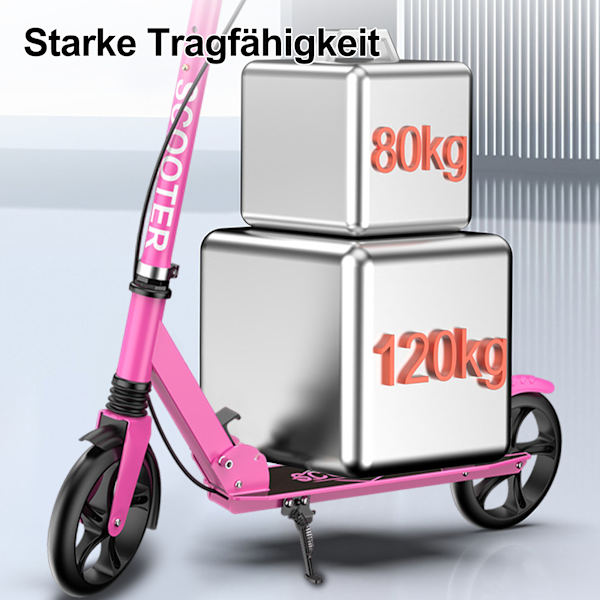 Aikuisten kokoontaitettava potkulauta, korkeussäädettävä, käsijarrulla, PU-pyörät, lasten lahjat