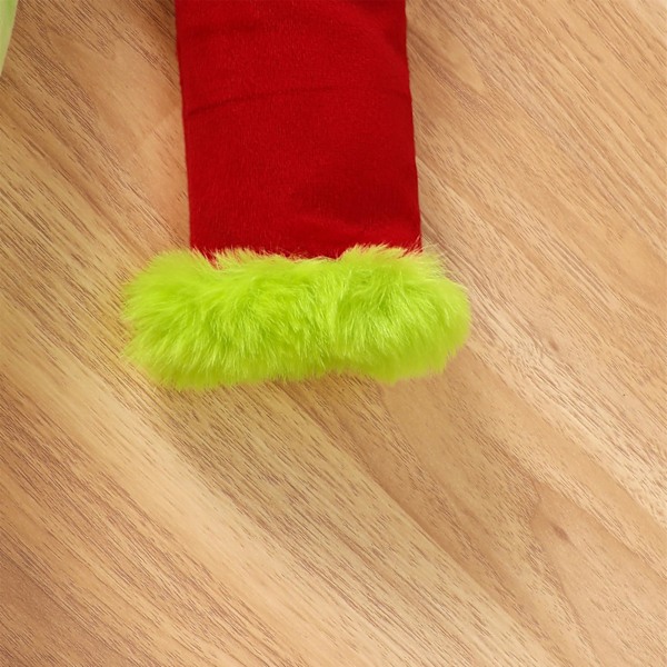 Julklänning för små flickor, Santa-klänning, långärmad, sammet, med bälte, festlig prinsessklänning, söt babyklänning med volanger Green 5Y