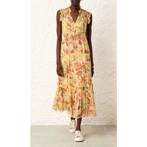 MATCHMAKER FLUTTER MIDI KJOLE Yellow XL
