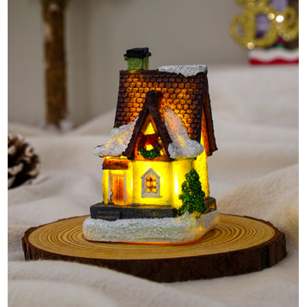 Julscenhus LED Varm Ljus Miniatyr By Dekoration F