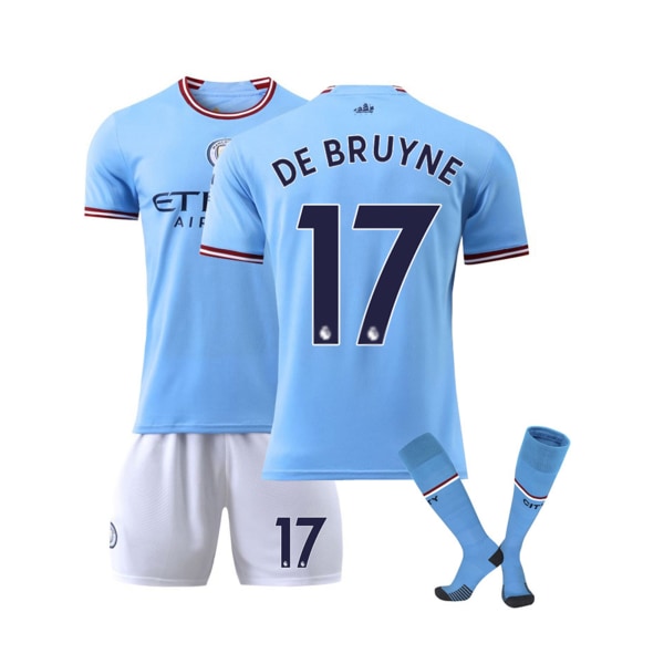 Manchester City hemmafotbollsset Nr 17 De Bruyne Nr 9 Haaland Sportkläder Tröja Shorts Strumpor Uppsättningar #17 26