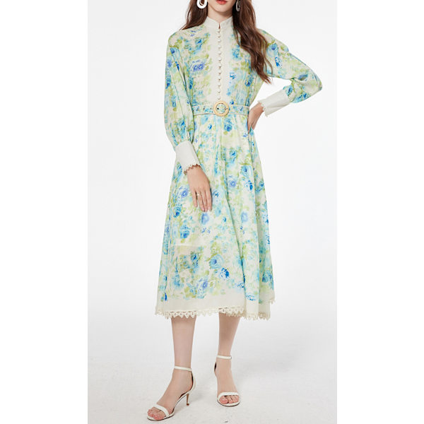 RAIE BILLOW ÆRME MIDI KJOLE Green XL