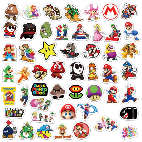 50 stk. Super Mario-klistremerker for barn, bærbare datamaskiner, støtfangere, vannflasker 50PCS