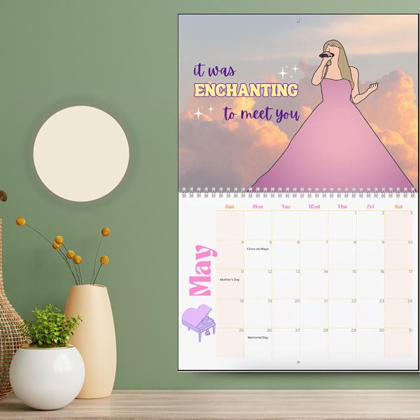 Taylor Swift Kalender 2025, 2025 TS Textkalender, Taylor Swift Textväggkalender, Handritad Kalender