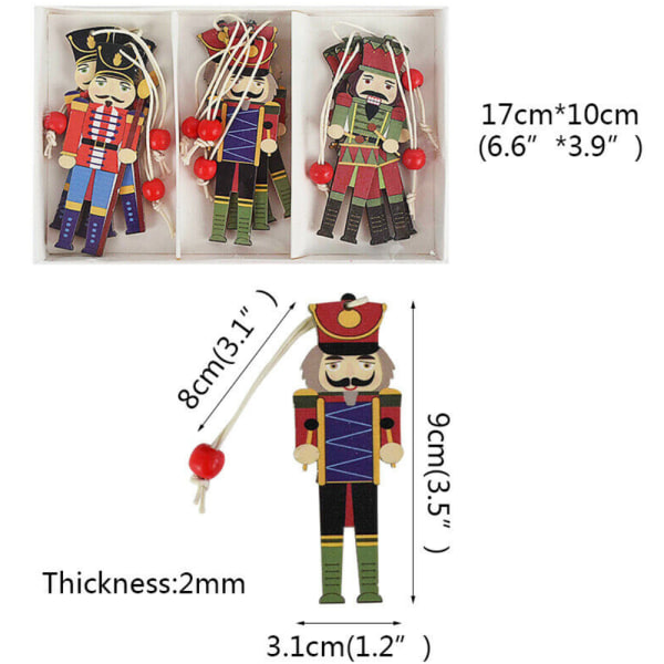 9 st Trä Nötknäppare Soldat Julgran Hängande Dekor Jul A 9PCS