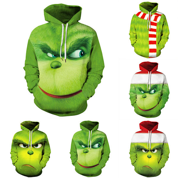 Grinchen 3D Tecknad Jul Tröjor Hoodie Jacka Julklapp Barn B 140cm