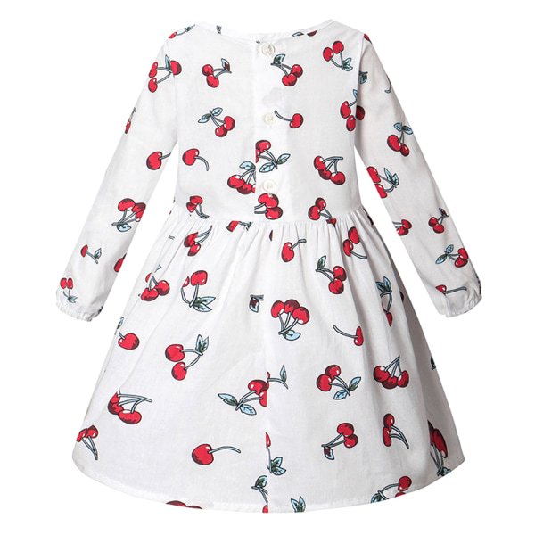Baby Barn Flickor Blommigt printed långärmad prinsessklänning Casual Swing Dress White 150cm