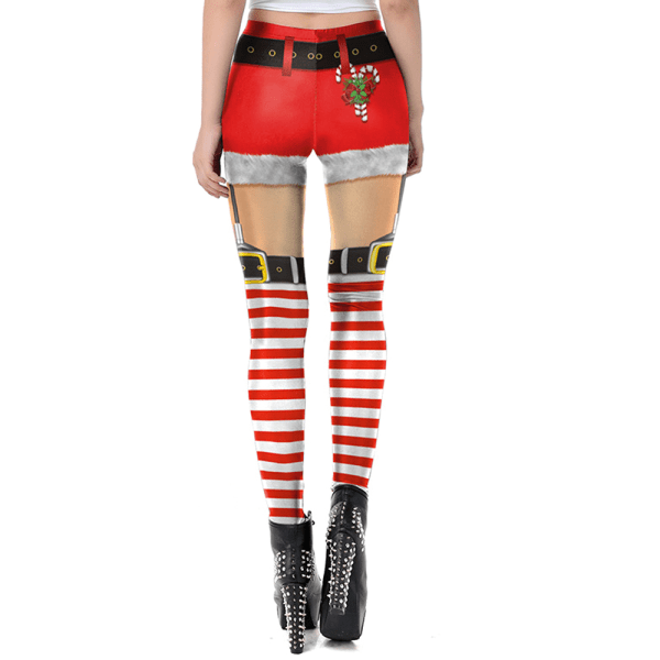 Kvinnor Xmas Deer 3D Print Leggings Byxa Christmas Tights Byxor B M