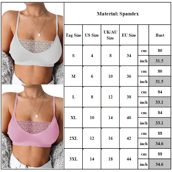 Sexiga underkläder för kvinnor, vadderad BH-topp, nattkläder White 2XL