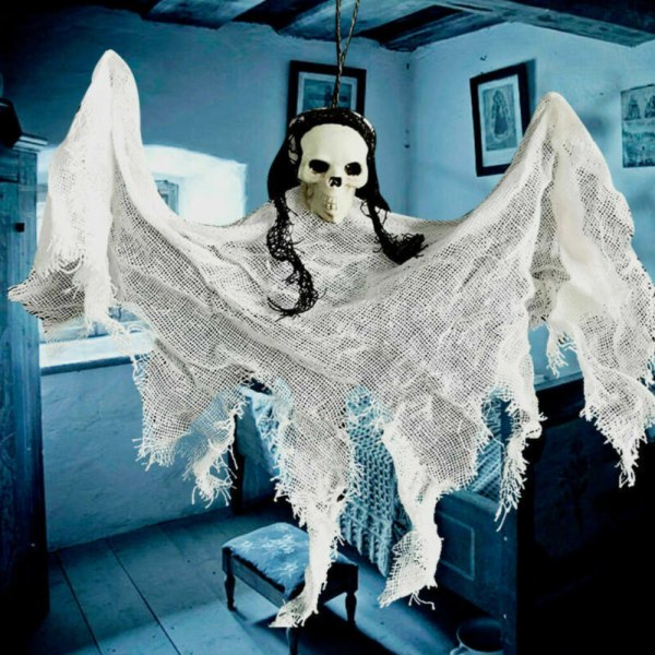Pääkallo Roikkuva Kummitus Kauhu Halloween Juhlat Talon Koriste Rekvisiitta white