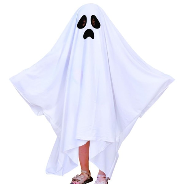 Halloween spökdräkt Vit spöklik mantel trick-or-treating A M