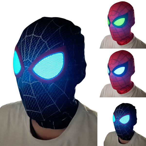 Spider-man Hovedbeklædning Miles Parallel Univers Voksen Cosplay Maske Øje Lysende Maske C