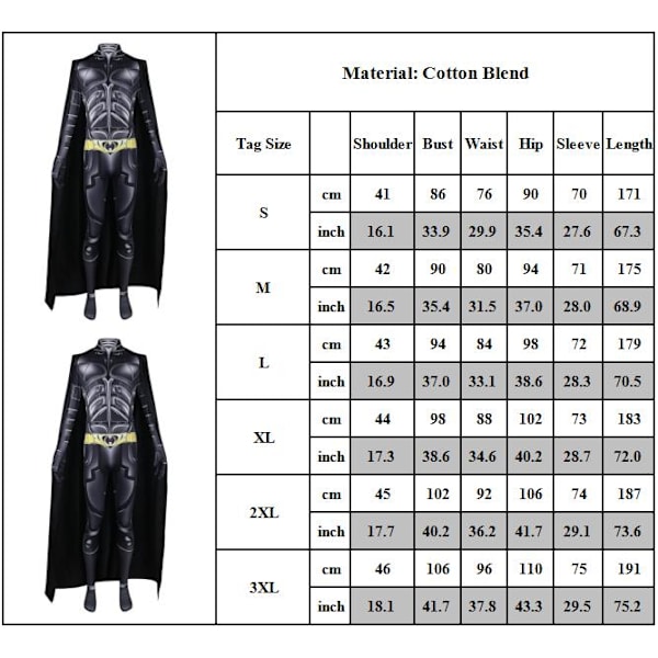 Batman The Dark Knight Rises Halloween Maskeradkostym för Män M