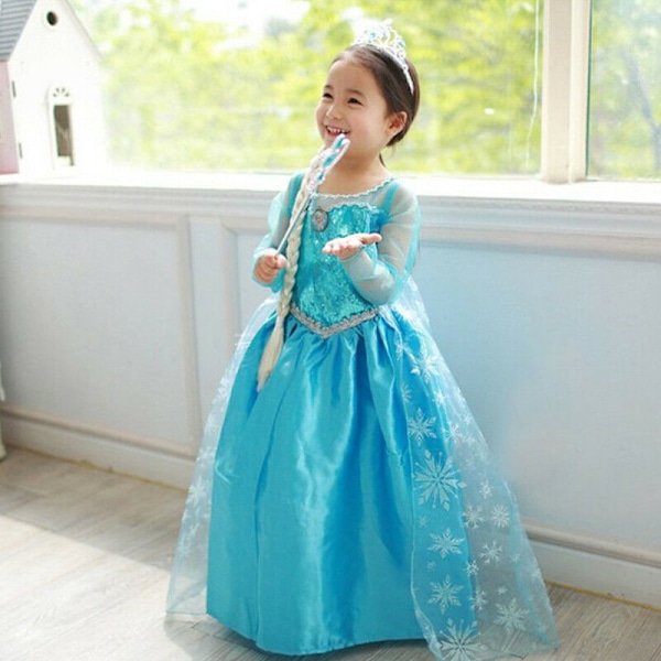 Flickor Frozen Prinsessa Cape Kappa Kostymer Klänning Style 2 110
