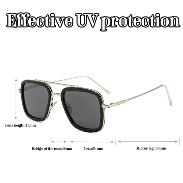 Fyrkantiga Solglasögon Avengers Iron Man Klassiska UV-Glasögon Silver Frame Purple Lenses
