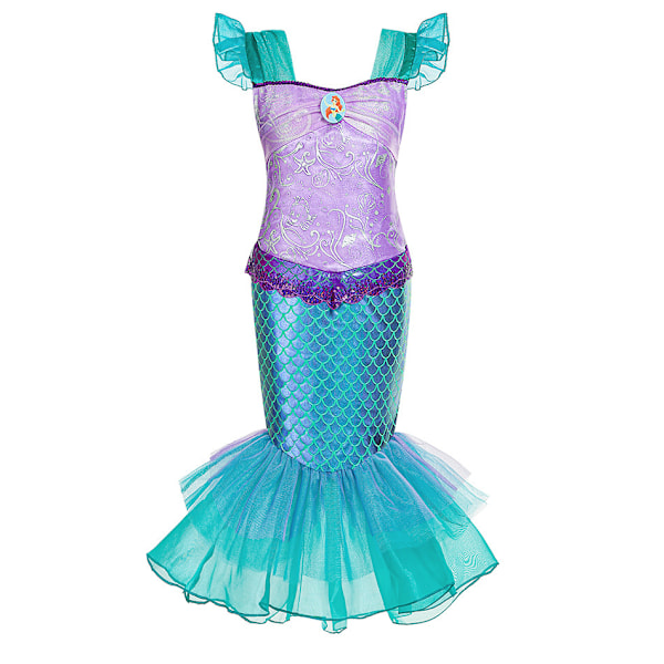 Flickor Sjöjungfru Ariel Prinsessa Klänning Halloween Kostym Kjolar Karneval Party Maskeradklänning #5 110cm