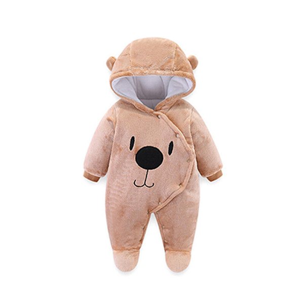Bodysuit för pojkar och flickor Nyfödd Hooded Jumpsuit Julklapp coffee 9M