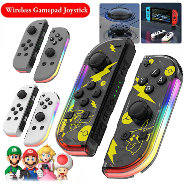 Trådlös Spelkontroll för Nintendos Switch Joy Con, Vänster & Höger Pikachu