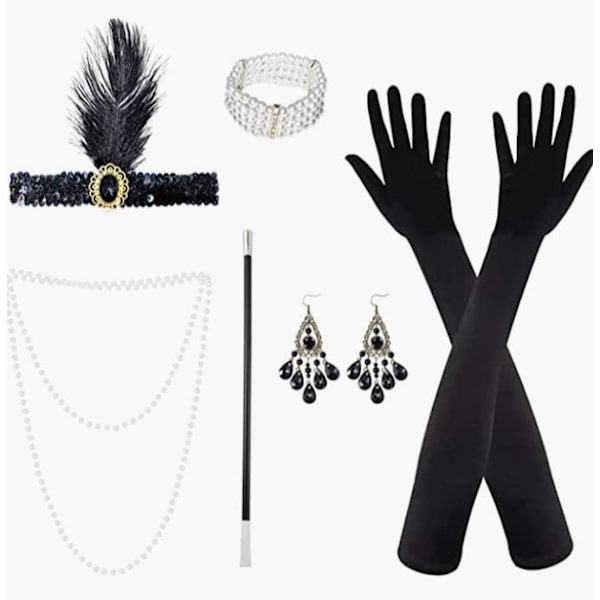 Kvinnors Retro Partytillbehör Set Örhängen Halsband Handskar E