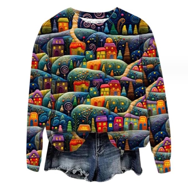 Jul-tröja för damer, mode-present, rund hals, långärmad #4 L