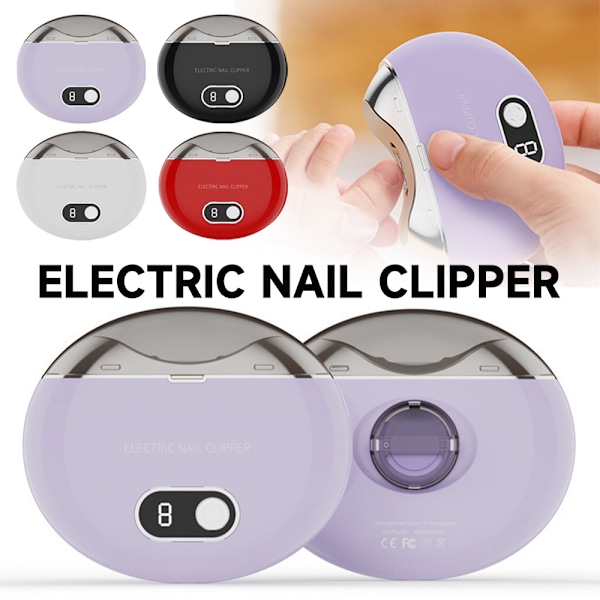 Automatisk elektrisk negleklipper med LCD digitalt display, 3-trinns justerbar fingernegltrimmer White
