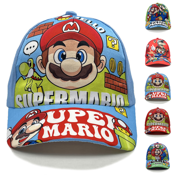 Barn Super Mario Justerbar Solkeps med Snapback - Present Baseballkeps för Pojkar och Flickor Sky blue