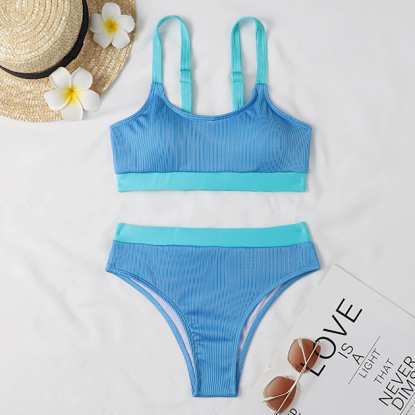 Dam Baddräkt Vadderad Bikini Set Sommar Baddräkt Strandkläder Lake Blue S