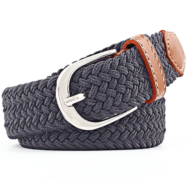 Vävt Stretchbälte Spänne PU Ring Spetsig Herr/Dam/Tonåring dark grey 100CM