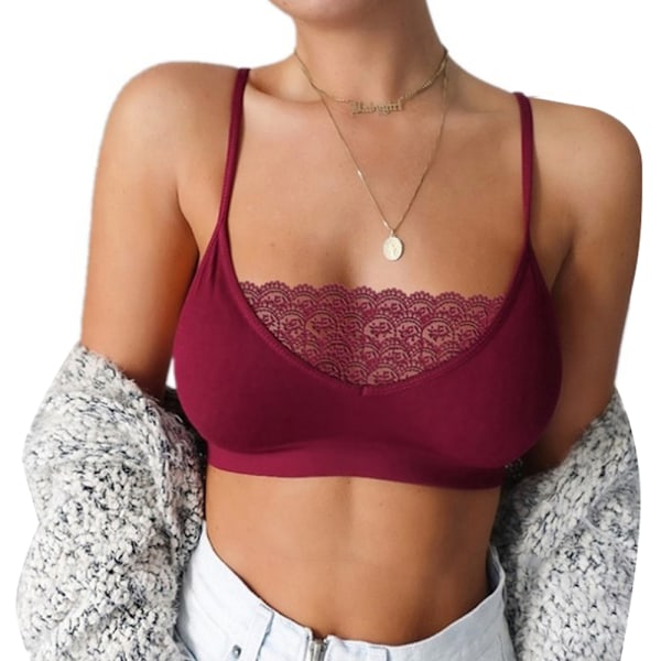 Sexiga underkläder för kvinnor, vadderad BH-topp, nattkläder Wine Red 3XL