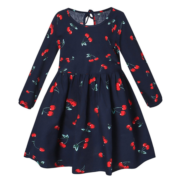 Barn Baby Flickor Blommigt printed Princess Skjorta Klänning Långärmad Casual Sundress #3 130cm