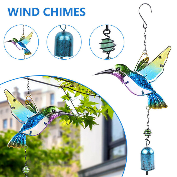 Wind Chimes Hummingbird Hängande Trädgård Yard Utomhus Heminredning Green