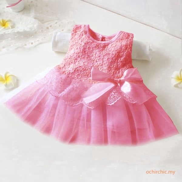 Barnflickor Prinsessa Klänning Baby Fest Spets Tulle Tutu Rose red